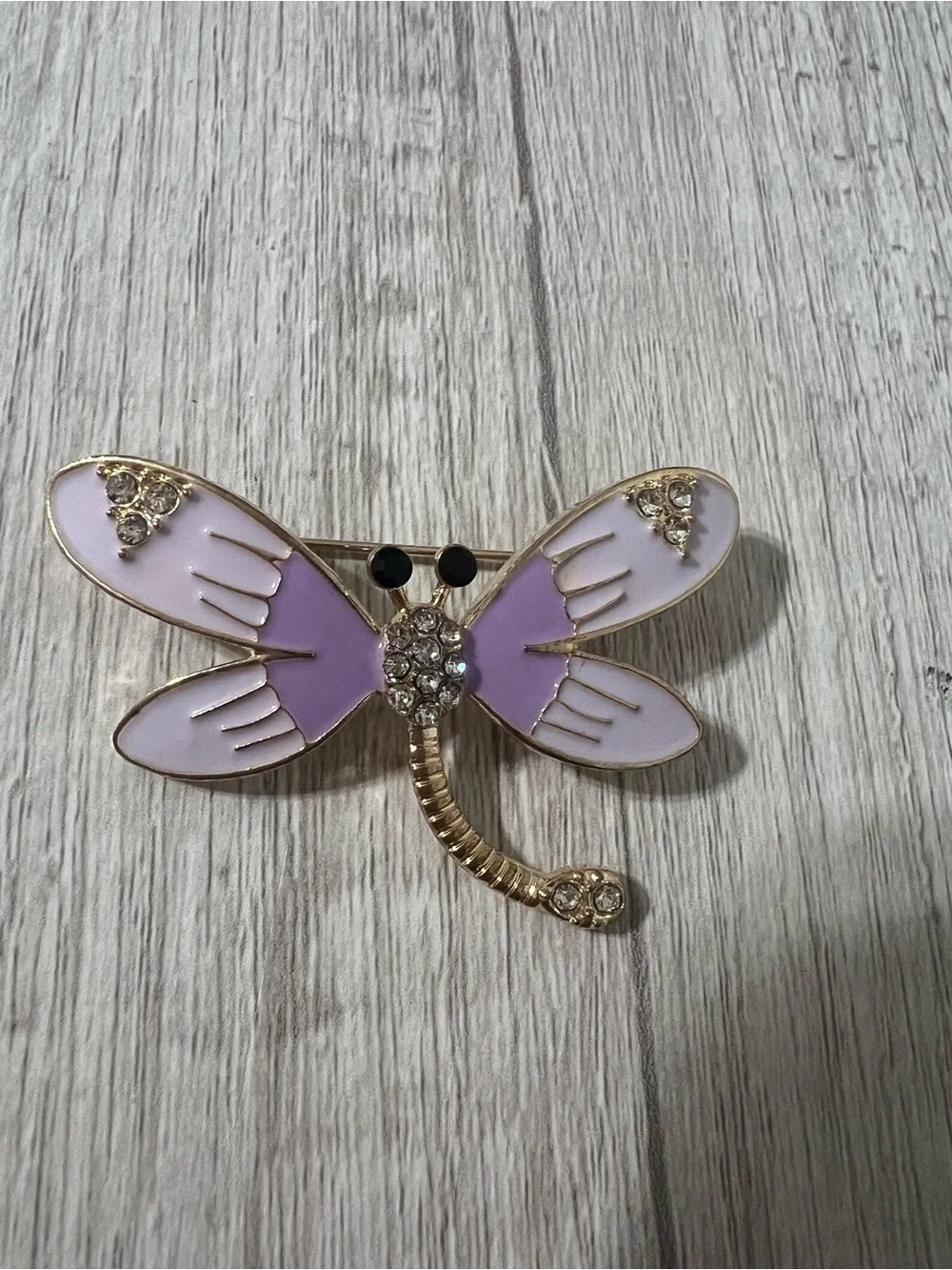 5/$25 Lavender Dragonfly Brooch Pin with Gold-Tone Accents